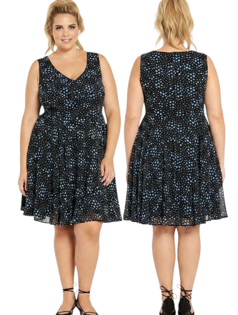 TORRID Watercolor Heart Print Flouncy Skater Dress - Size 22